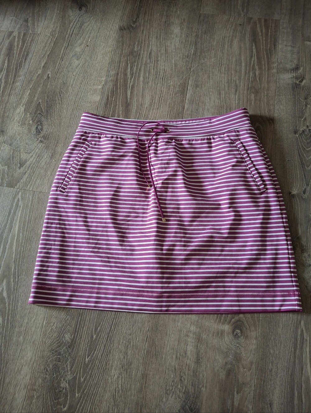Chico's Zenergy Elastic Waist Pull On Skort-Purple White Stripes SZ 1